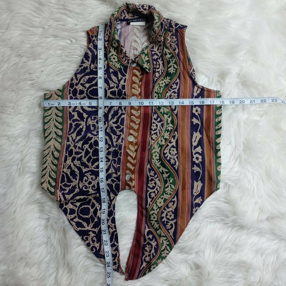 My Michelle Women's Shorts Shirt Set Biege Purple Floral Tie Front Button VTG - Picture 5 of 10